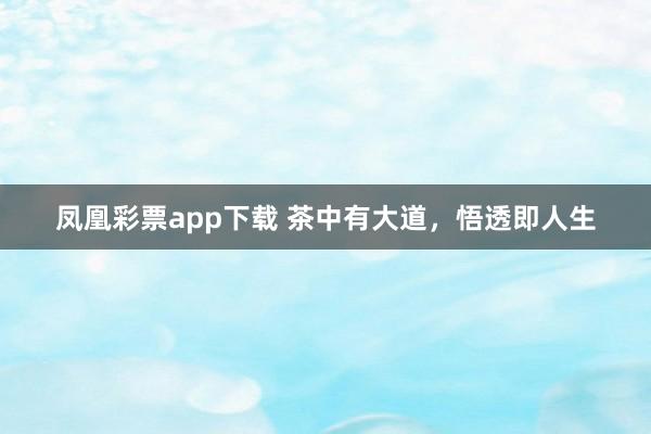 凤凰彩票app下载 茶中有大道，悟透即人生