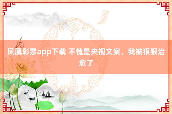 凤凰彩票app下载 不愧是央视文案，我被狠狠治愈了
