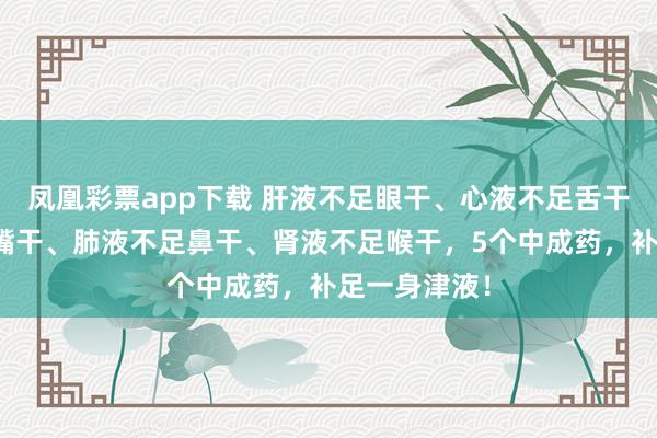 凤凰彩票app下载 肝液不足眼干、心液不足舌干、脾液不足嘴干、肺液不足鼻干、肾液不足喉干，5个中成药，补足一身津液！