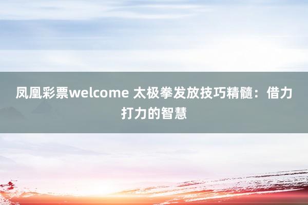 凤凰彩票welcome 太极拳发放技巧精髓：借力打力的智慧