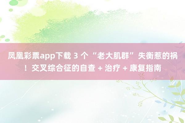 凤凰彩票app下载 3 个 “老大肌群” 失衡惹的祸！交叉综合征的自查 + 治疗 + 康复指南
