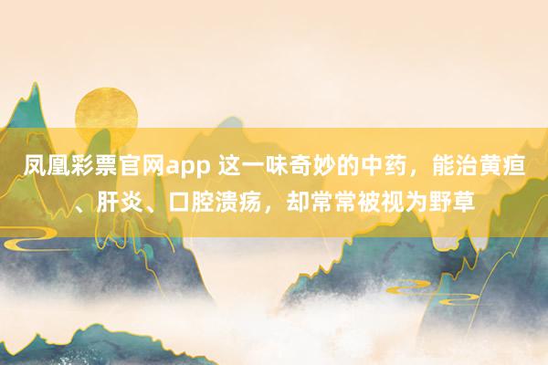 凤凰彩票官网app 这一味奇妙的中药，能治黄疸、肝炎、口腔溃疡，却常常被视为野草