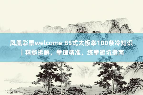 凤凰彩票welcome 85式太极拳100条冷知识｜精髓拆解，拳理精准，练拳避坑指南