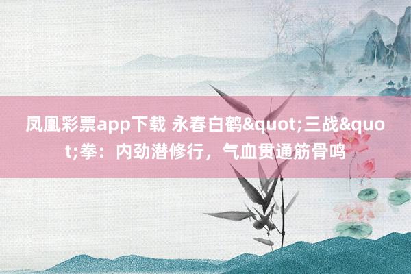 凤凰彩票app下载 永春白鹤"三战"拳：内劲潜修行，气血贯通筋骨鸣