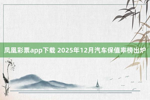 凤凰彩票app下载 2025年12月汽车保值率榜出炉
