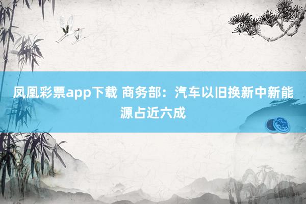 凤凰彩票app下载 商务部：汽车以旧换新中新能源占近六成