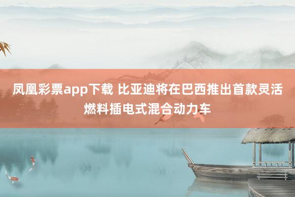 凤凰彩票app下载 比亚迪将在巴西推出首款灵活燃料插电式混合动力车