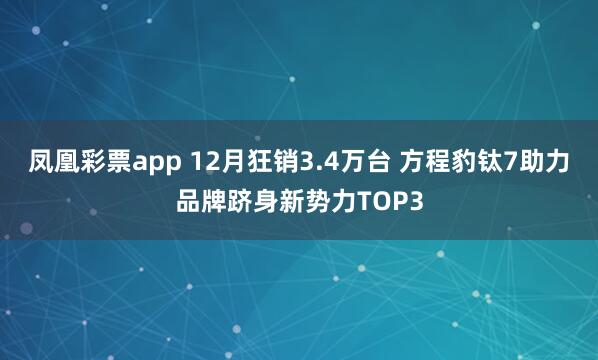 凤凰彩票app 12月狂销3.4万台 方程豹钛7助力品牌跻身新势力TOP3