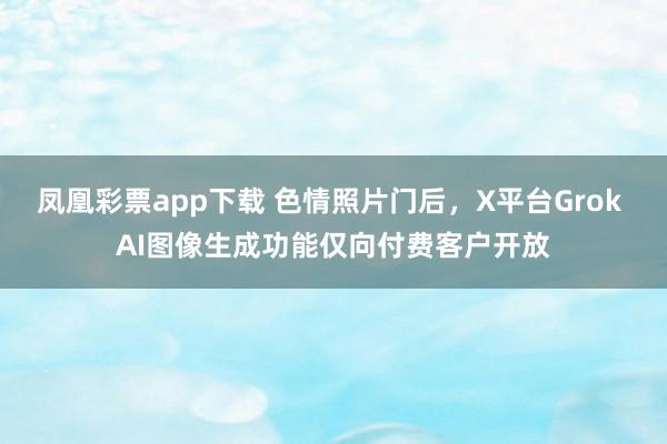 凤凰彩票app下载 色情照片门后，X平台Grok AI图像生成功能仅向付费客户开放