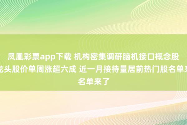 凤凰彩票app下载 机构密集调研脑机接口概念股！龙头股价单周涨超六成 近一月接待量居前热门股名单来了
