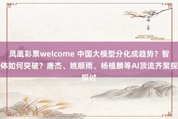 凤凰彩票welcome 中国大模型分化成趋势？智能体如何突破？唐杰、姚顺雨、杨植麟等AI顶流齐聚探讨