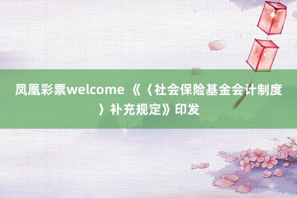 凤凰彩票welcome 《〈社会保险基金会计制度〉补充规定》印发