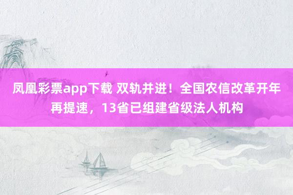 凤凰彩票app下载 双轨并进！全国农信改革开年再提速，13省已组建省级法人机构