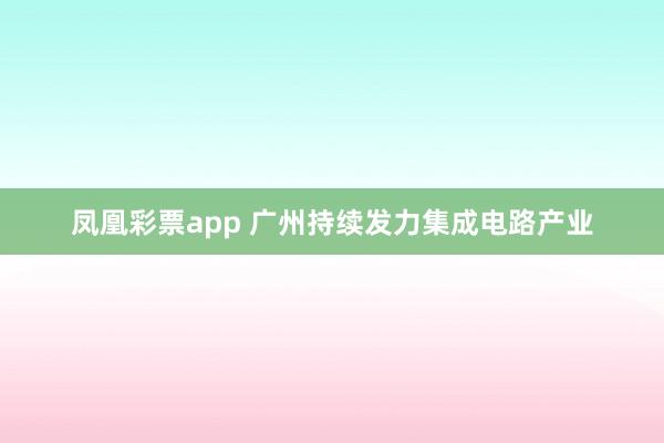 凤凰彩票app 广州持续发力集成电路产业
