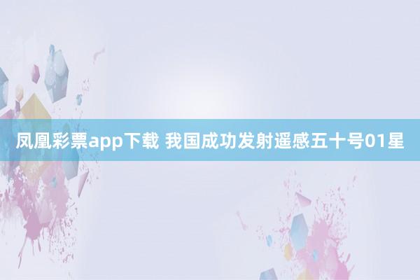 凤凰彩票app下载 我国成功发射遥感五十号01星