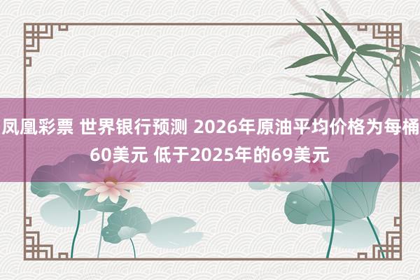 凤凰彩票 世界银行预测 2026年原油平均价格为每桶60美元 低于2025年的69美元
