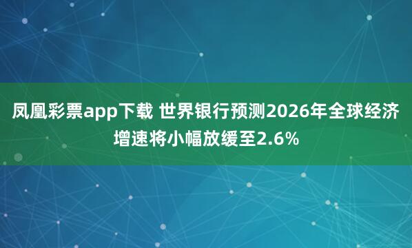 凤凰彩票app下载 世界银行预测2026年全球经济增速将小幅放缓至2.6%