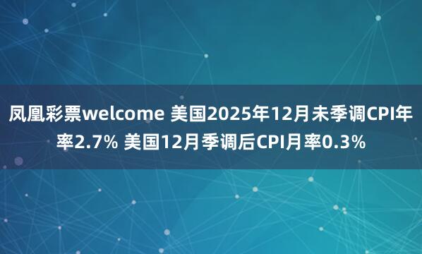 凤凰彩票welcome 美国2025年12月未季调CPI年率2.7% 美国12月季调后CPI月率0.3%