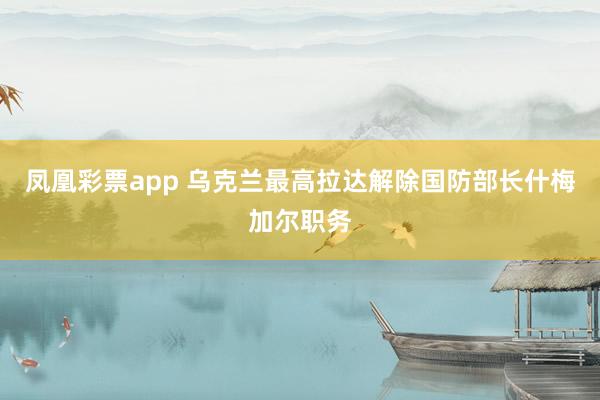 凤凰彩票app 乌克兰最高拉达解除国防部长什梅加尔职务