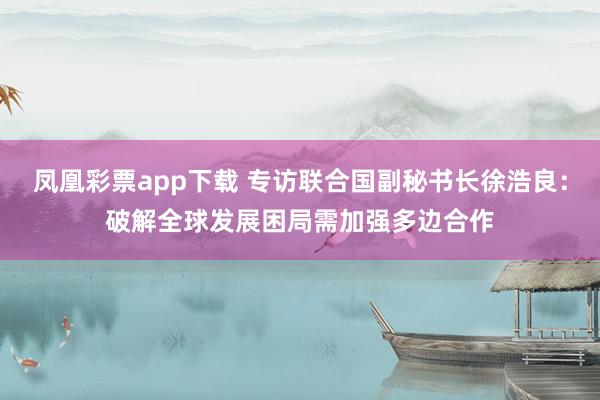 凤凰彩票app下载 专访联合国副秘书长徐浩良：破解全球发展困局需加强多边合作