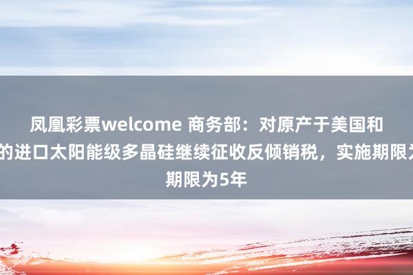 凤凰彩票welcome 商务部：对原产于美国和韩国的进口太阳能级多晶硅继续征收反倾销税，实施期限为5年