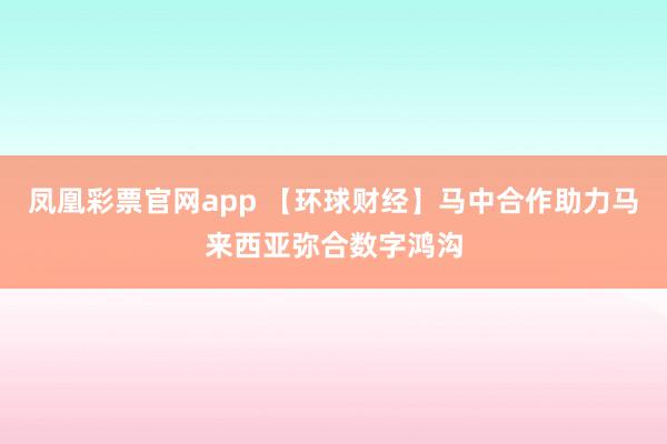 凤凰彩票官网app 【环球财经】马中合作助力马来西亚弥合数字鸿沟