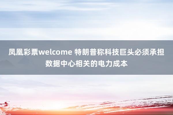 凤凰彩票welcome 特朗普称科技巨头必须承担数据中心相关的电力成本