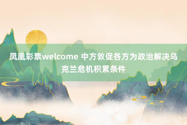 凤凰彩票welcome 中方敦促各方为政治解决乌克兰危机积累条件