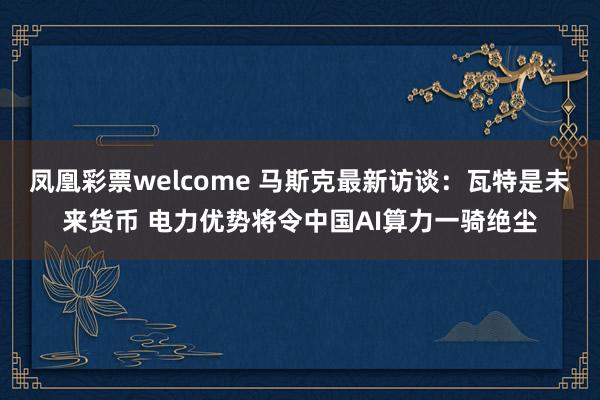凤凰彩票welcome 马斯克最新访谈：瓦特是未来货币 电力优势将令中国AI算力一骑绝尘