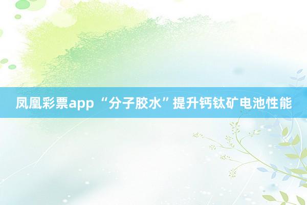 凤凰彩票app “分子胶水”提升钙钛矿电池性能