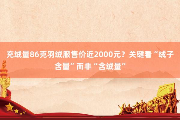 充绒量86克羽绒服售价近2000元？关键看“绒子含量”而非“含绒量”