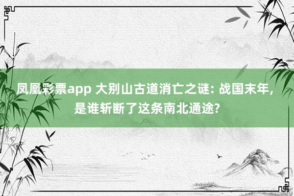凤凰彩票app 大别山古道消亡之谜: 战国末年, 是谁斩断了这条南北通途?