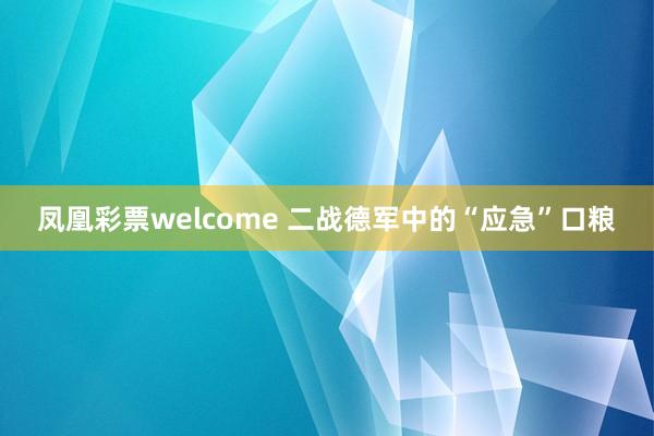 凤凰彩票welcome 二战德军中的“应急”口粮