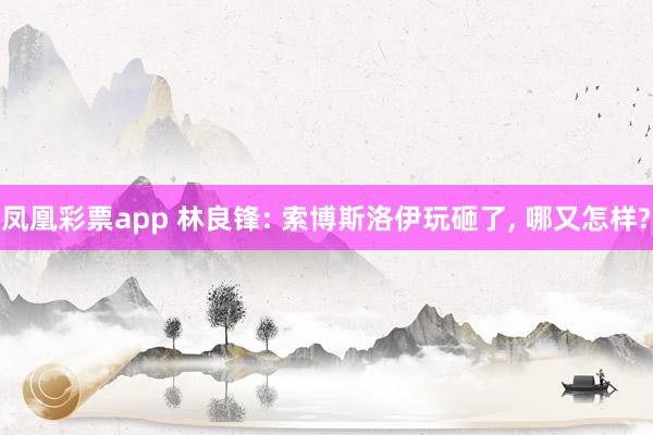 凤凰彩票app 林良锋: 索博斯洛伊玩砸了, 哪又怎样?