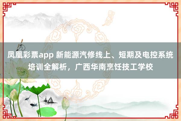 凤凰彩票app 新能源汽修线上、短期及电控系统培训全解析，广西华南烹饪技工学校