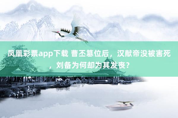 凤凰彩票app下载 曹丕篡位后，汉献帝没被害死，刘备为何却为其发丧？