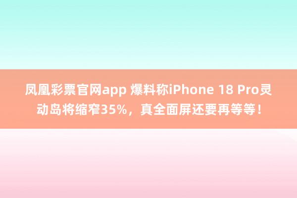 凤凰彩票官网app 爆料称iPhone 18 Pro灵动岛将缩窄35%,真全面屏还要再等等!