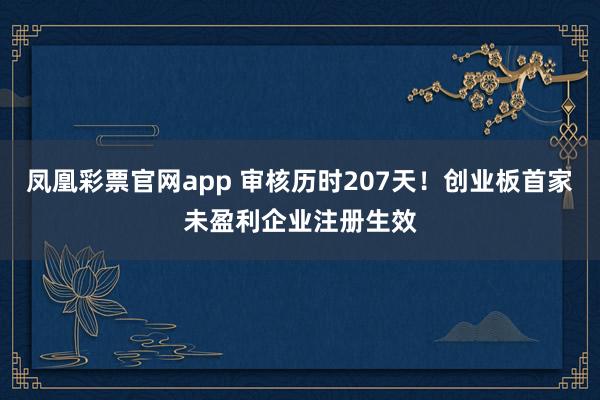 凤凰彩票官网app 审核历时207天！创业板首家未盈利企业注册生效