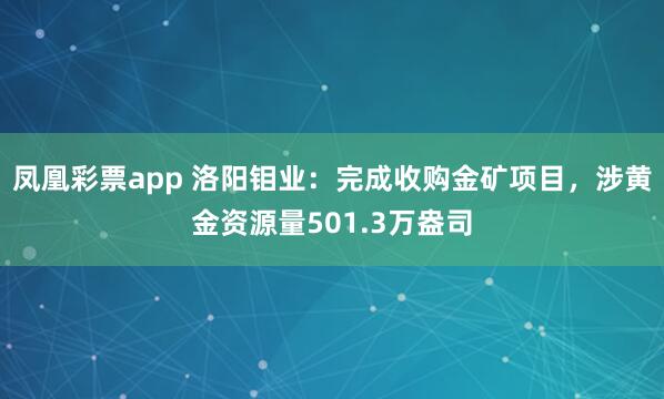 凤凰彩票app 洛阳钼业:完成收购金矿项目,涉黄金资源量501.3万盎司