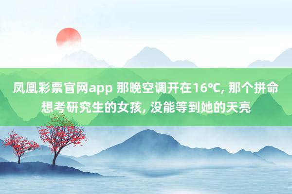 凤凰彩票官网app 那晚空调开在16℃, 那个拼命想考研究生的女孩, 没能等到她的天亮