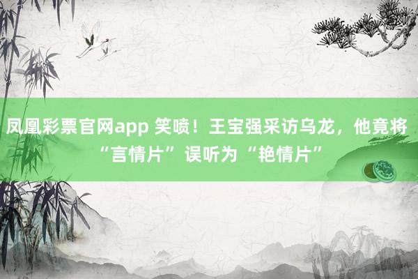 凤凰彩票官网app 笑喷!王宝强采访乌龙,他竟将 “言情片” 误听为 “艳情片”