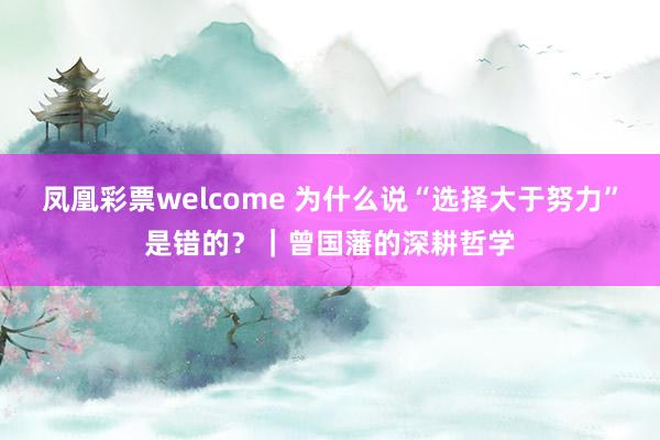 凤凰彩票welcome 为什么说“选择大于努力”是错的?|曾国藩的深耕哲学