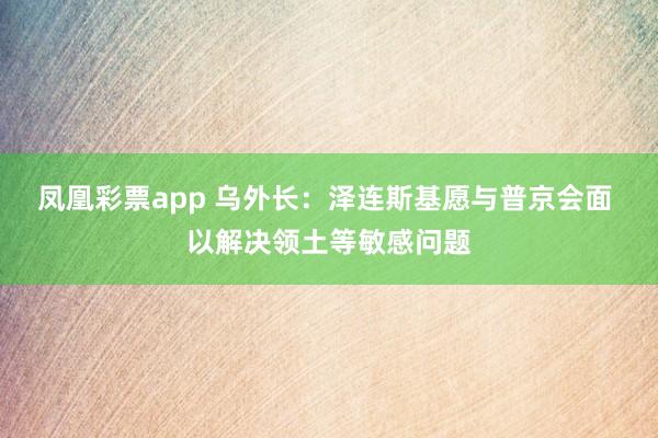 凤凰彩票app 乌外长：泽连斯基愿与普京会面 以解决领土等敏感问题