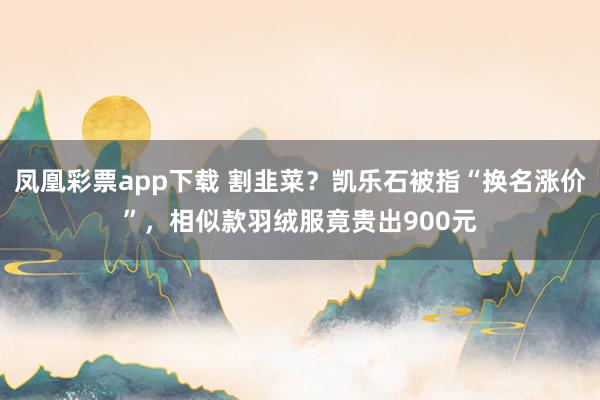 凤凰彩票app下载 割韭菜？凯乐石被指“换名涨价”，相似款羽绒服竟贵出900元