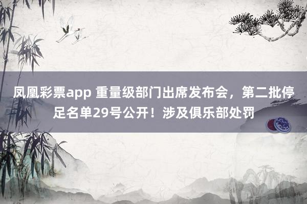 凤凰彩票app 重量级部门出席发布会，第二批停足名单29号公开！涉及俱乐部处罚