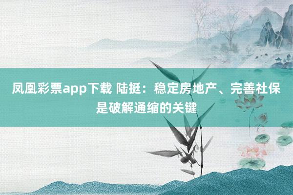 凤凰彩票app下载 陆挺:稳定房地产、完善社保是破解通缩的关键