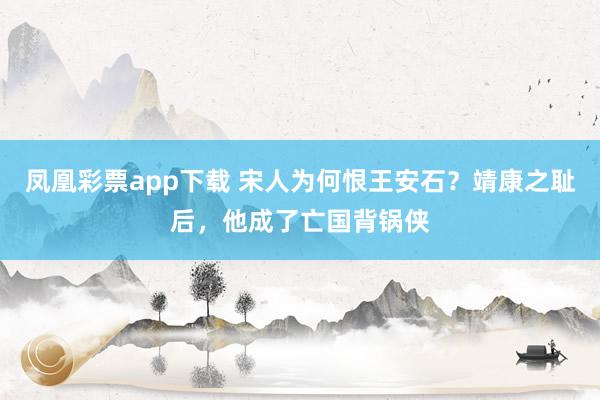 凤凰彩票app下载 宋人为何恨王安石？靖康之耻后，他成了亡国背锅侠