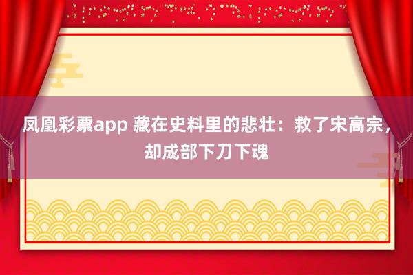 凤凰彩票app 藏在史料里的悲壮:救了宋高宗,却成部下刀下魂
