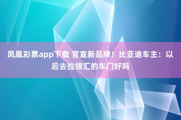 凤凰彩票app下载 官宣新品牌！比亚迪车主：以后去拉领汇的车门好吗