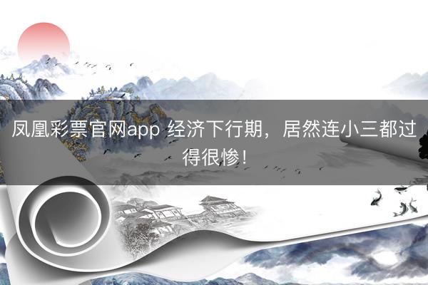 凤凰彩票官网app 经济下行期，居然连小三都过得很惨！